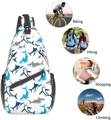 Vista 5 de QISENTIS Bolso bandolera casual para gimnasio, deportes, viajes, senderismo, bolsa de pecho, bolsa de hombro para mujeres y hombres, Siluetas