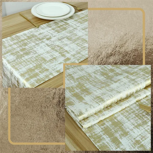 Vista 5 de Caminos de mesa color crema y dorado para decoración navideña, 72 pulgadas de largo