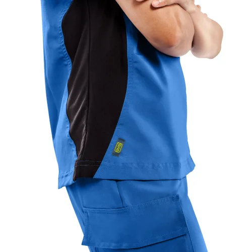 Vista 3 de ave Scrubs Michigan ave ambo para mujer, estilo yoga con paneles elásticos laterales color negro, M, Azul Royal, 1