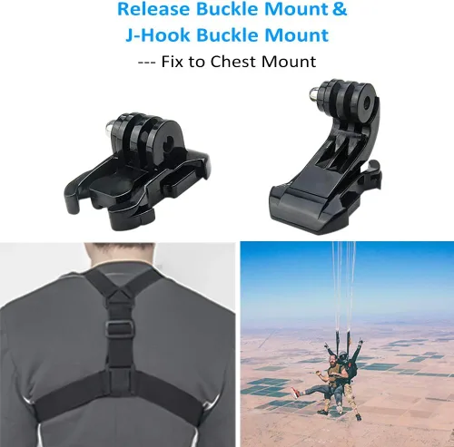 Vista 6 de Accesorios para cámara de acción, soportes curvados y planos adhesivos con hebilla, rosca de tornillo de 1/4 con tornillo de pulgar, compatible