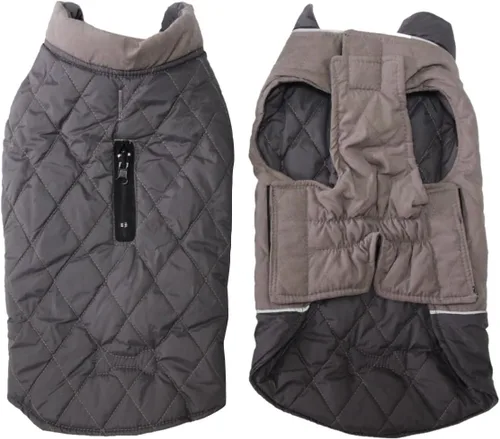 Vista 7 de Vecomfy - Abrigo reversible para perros pequeños, impermeable, cálido, de algodón, para invierno, color rojo Reversible dog jacket with dual leash