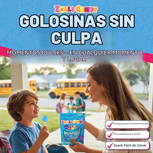 Vista 5 de Zollipops - Paletas Clean Teeth, sabor frambuesa azul, 6.2 onzas