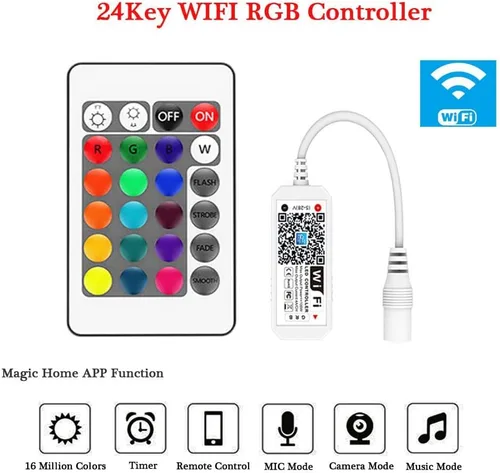Vista 2 de Controlador inteligente WiFi inalámbrico RGB LED que funciona con sistema Android iOS aplicación de teléfono móvil para tira de luz LED 5050 3528