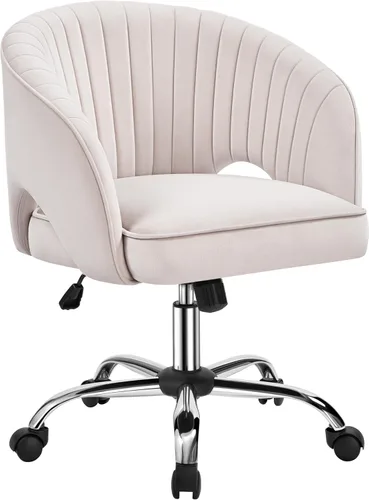 Vista 11 de Yaheetech Silla de Oficina para Casa, Silla de Escritorio de Cuero Sintético, Silla Giratoria Moderna con Respaldo Acolchado Tipo Barril, Ruedas