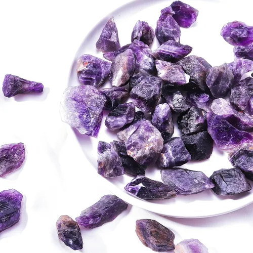 Vista 4 de Apengshi Piedra curativa de amatista, piedra en bruto, 0.97 libras (15.52 oz), cristal natural, piedra de chakra, meditación Reiki, colección
