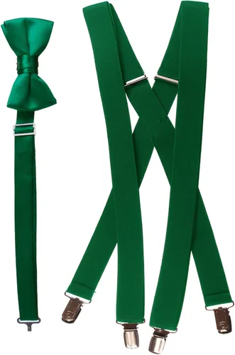 Vista 2 de Tuxgear Juego de tirantes ajustables y pajarita para hombre, color verde esmeralda para niños y adultos
