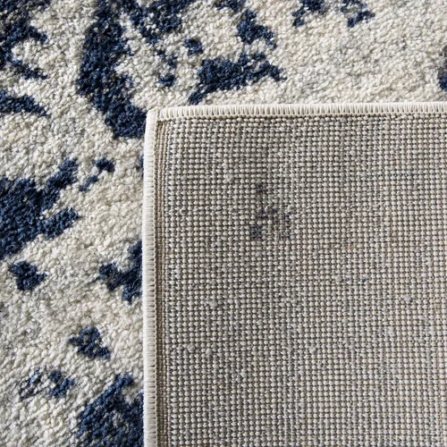 Vista 3 de SAFAVIEH Madison Collection - Alfombra de área cuadrada de 4 pies, color crema y azul marino, diseño desgastado de medallón de copo de nieve,