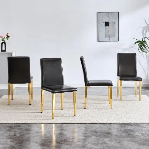 Vista 4 de Juego de 4 sillas de respaldo de piel sintética blanca con patas de metal plateadas. La combinación perfecta, adecuada para estilos minimalistas