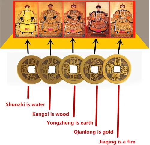 Vista 4 de Amuleto japonés Omamori de buena suerte, bolsita colgante y 5 monedas de Feng Shui chinas, pulsera de 2 monedas para buena suerte y salud