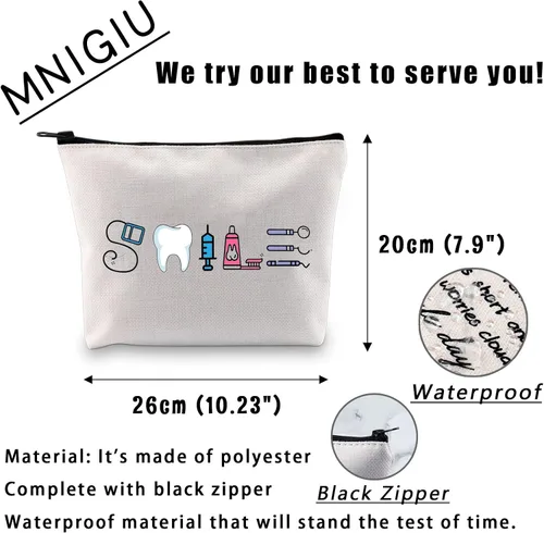 Vista 2 de MNIGIU Regalo para asistente dental, regalo divertido para dentistas, sonrisa dental, bolsa cosmética, regalo para estudiantes dentales, regalo