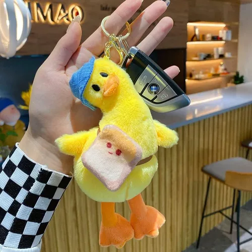 Vista 3 de BONICI Llavero creativo y divertido con cabeza inclinable, diseño de pato, para parejas, San Valentín, llavero de regalo