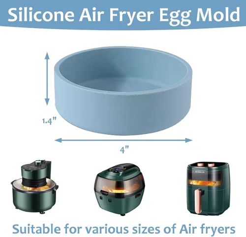 Vista 2 de Molde de silicona para freidora de aire, 3 piezas reutilizables para freidora de aire, sartén para huevos, molde antiadherente para huevos, molde