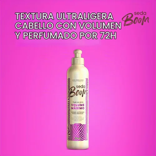 Vista 7 de Seda - Linha Boom - Creme para Pentear Volume Maximo 350 Ml - (Colección Boom - Crema Peinadora Volumen Máximo 11.83 Fl Oz)