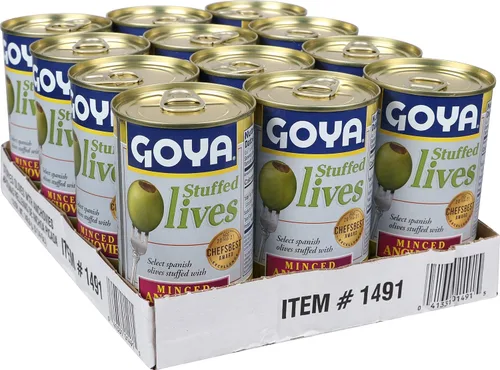 Vista 4 de Goya Foods Aceitunas Manzanilla rellenas con anchoas, 5.25 onzas (paquete de 12)