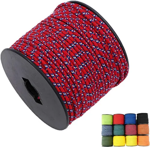 Vista 9 de Cuerda de nailon trenzada sólida de 1/8 pulgadas (3mm) de 164 pies, 5 hebras, paracord, cuerda delgada para manualidades, multiusos, resistente a