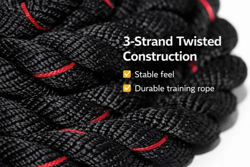 Vista 4 de Weighted Battle Jump Rope, 10 FT Twisted Training Rope w/Thick Easy-Grip Handles, Full-Body Cardio + Strength Conditioning Rope