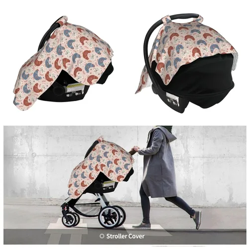 Vista 4 de Toldo para asiento de coche de bebé con diseño de murciélago de dibujos animados para Halloween, cubierta multiusos para lactancia materna, funda