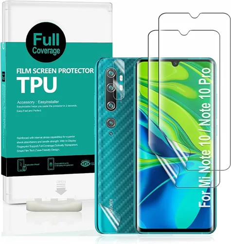 Vista 7 de Ibywind Protector de pantalla para Mi Note 10 Lite (2 unidades), película de TPU flexible, con 1 protector de lente de cámara, 1 película trasera