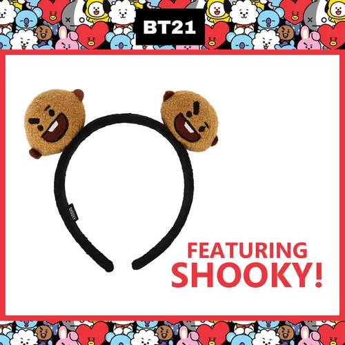 Vista 2 de BT21 LINE FRIENDS - Diadema de felpa bordada en 3D para mujer, talla única