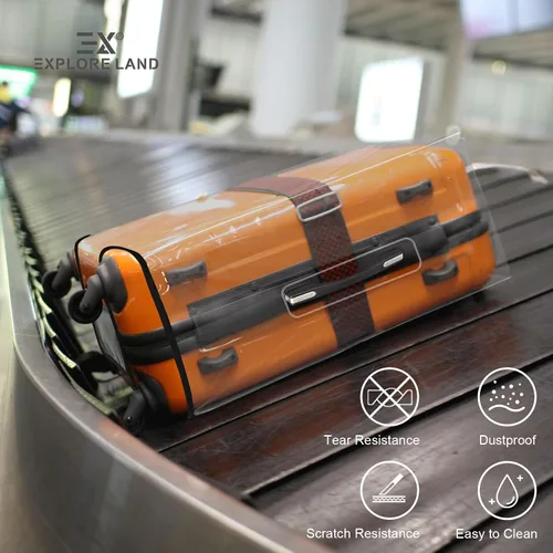 Vista 6 de Explore Land - Funda protectora Air Approve para equipaje de 18 a 32 pulgadas, PVC transparente, S