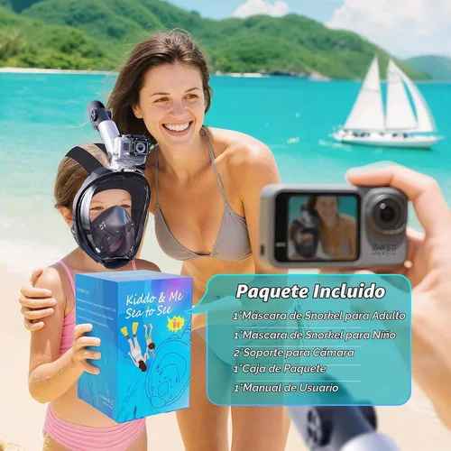 Vista 3 de Greatever G2 Full Face Snorkel Mask 2 Pack Adults Kids