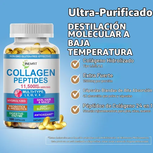 Vista 3 de Cápsulas de Péptidos de Colágeno, Péptidos de Colágeno Múltiples con Glucosamina, Condroitina, MSM, Biotina, Complejo de Péptidos de Colágeno