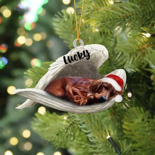 Vista 10 de America Bulldog Sleeping Angel Christmas - Adorno acrílico plano para perro, regalo conmemorativo para perro, adorno personalizado con nombre