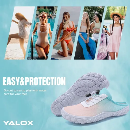Vista 6 de YALOX Zapatos de agua para hombre y mujer, ultra ligeros, de secado rápido, zuecos de playa para nadar, caminar, velero, ocio y salidas familiares