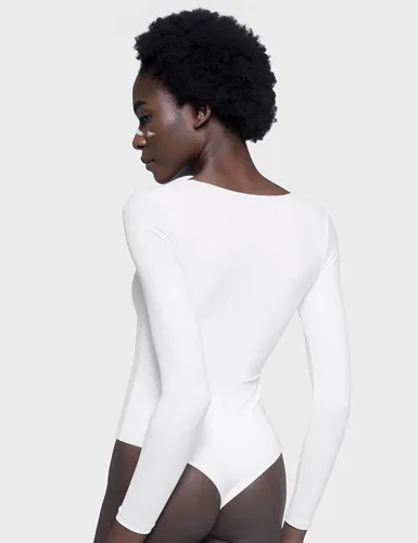 Vista 54 de PUMIEY Body sexy de manga larga con cuello cuadrado para mujer, colección Smoke Cloud