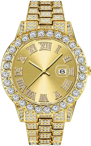 Vista 13 de SENRUD Reloj de pulsera analógico de cuarzo con diamantes de imitación de cristal para hombre