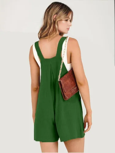 Vista 4 de PAODIKUAI Overol corto de verano para mujer, sin mangas, con bolsillos, para verano