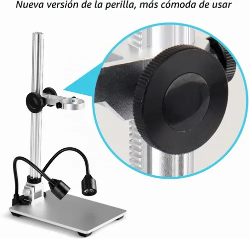 Vista 3 de Koolertron Soporte de microscopio digital LCD, brazo de extensión de aluminio de 12 pulgadas con 2 luces de llenado, soporte de enfoque manual