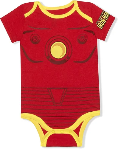 Vista 2 de Marvel Boys Superhero Short Sleeve Bodysuit Costume Set for Newborn and Infant SpidermanThorCaptain AmericaHulkIron Man
