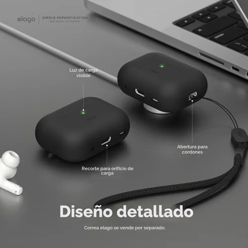 Vista 4 de elago Funda de silicona para AirPods Pro 2 Negro