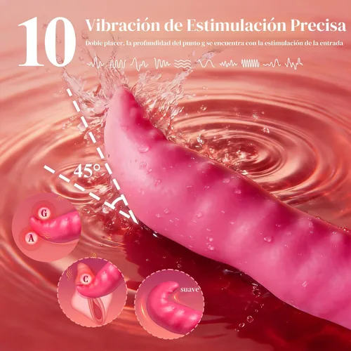 Vista 4 de Vibrador de juguetes sexuales para adultos, consolador – Vibrador de ondulación profunda y placer prolongado con acción de lengua lamiendo, con 10