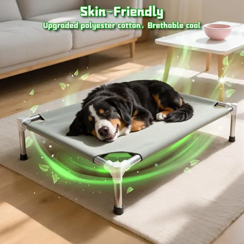 Vista 5 de Makerfire Cama elevada para perro, cuna elevada para interiores y exteriores, para perros medianos, cama desmontable para mascotas con pies