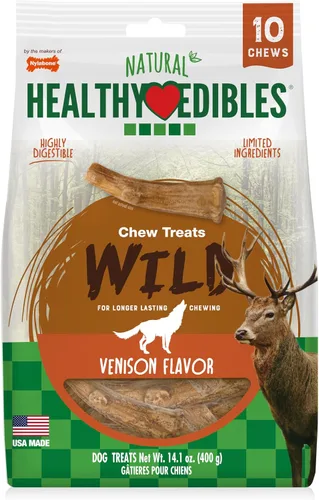 Vista 12 de Huesos comestibles para masticar, para perros de tamaño grande de hasta 50 lb, sabores silvestres, marca Nylabone, Bisonte, Total 1