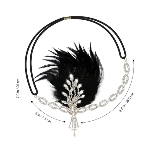 Vista 5 de FRCOLOR Diadema de cristal de los años 20, accesorios para el cabello de Gatsby para mujer