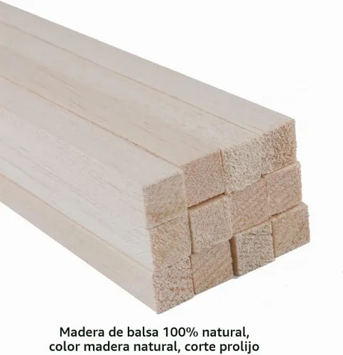 Vista 2 de Paquete de 12 varillas cuadradas de madera de 1/2 x 1/2 x 12 pulgadas, madera natural sin terminar para Cricut, hacer modelos de casa, avión, barco