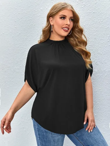 Vista 3 de Verdusa Blusa de manga murciélago con nudo en la espalda para mujer