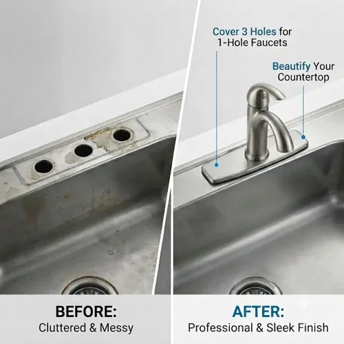 Vista 7 de Aquafaucet placa de 4 pulgadas con orificio para la llave del tocador de baño, con acabado en bronce aceitado, P-6N SUS304 Stainless Steel, Foam
