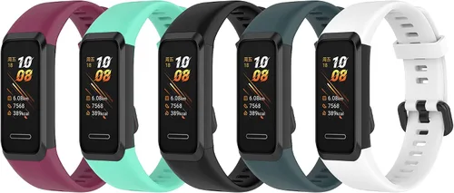 Vista 9 de Correas ECSEM compatibles con Huawei Band 4 y 5i de silicona suave, impermeable, ajustable, correa de reloj deportivo, correas de repuesto