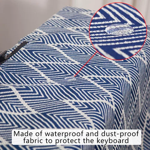 Vista 5 de Funda impermeable para teclado, suave, gruesa y duradera, patrón geométrico, ajuste universal para teclados de piano digital de 61/76/88 teclas Azul