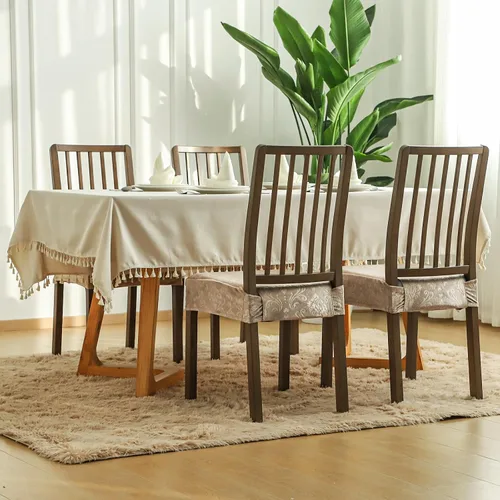 Vista 6 de FORCHEER Juego de 4 fundas de asiento para sillas de comedor, de terciopelo camello, fundas de asiento elásticas de solo 18 pulgadas, lavables