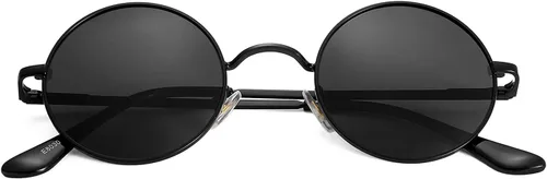 Vista 4 de Gafas de sol polarizadas redondas pequeñas para mujeres y hombres, gafas de negro/gris