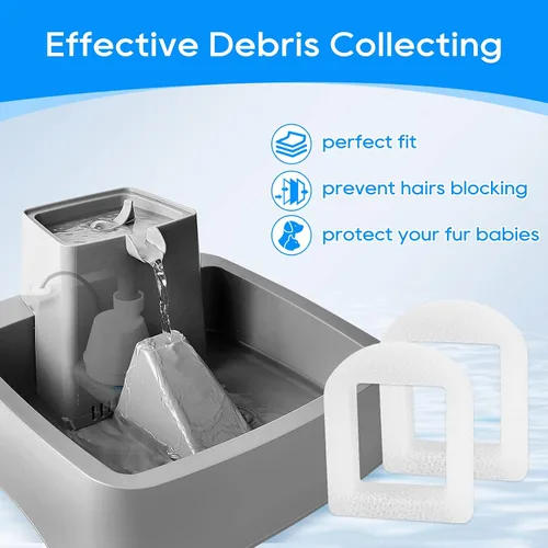 Vista 3 de Filtro de fuente de agua para gatos compatible con fuente de agua Petsafe, para filtros de fuente de mascotas Drinkwell, filtros de espuma