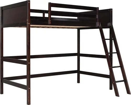 Vista 5 de Harper & Bright Designs Marco de cama individual tipo loft para niños con escalera angular, cama alta de madera para adolescentes, niñas, niños,