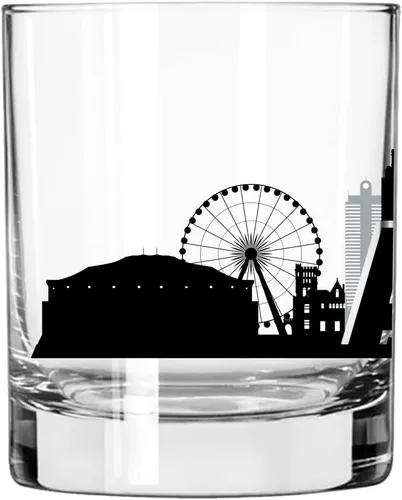 Vista 3 de Toasted Tales - Vaso de whisky Atlanta Skyline Cityscapes Regalo para gente de Atlanta City Vasos de ciudad urbana Old Fashioned Rocks Regalo