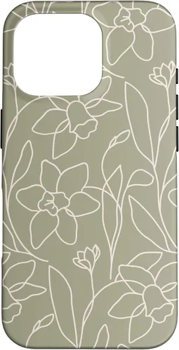 Vista 20 de Poppy Flower Line Art Modern Leaves Boho Artichoke Green Case for iPhone 17