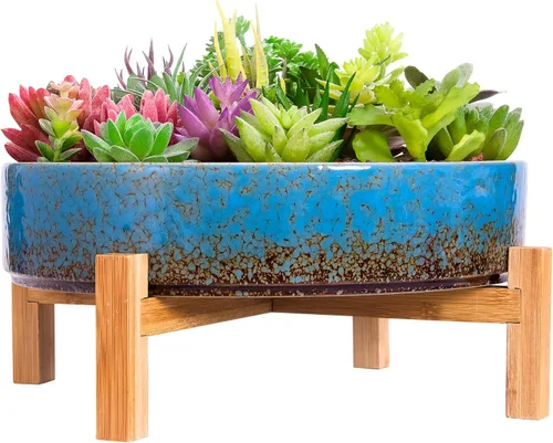 Vista 2 de ARTKETTY Macetas para suculentas, macetas grandes de 11 pulgadas con 11" azul
